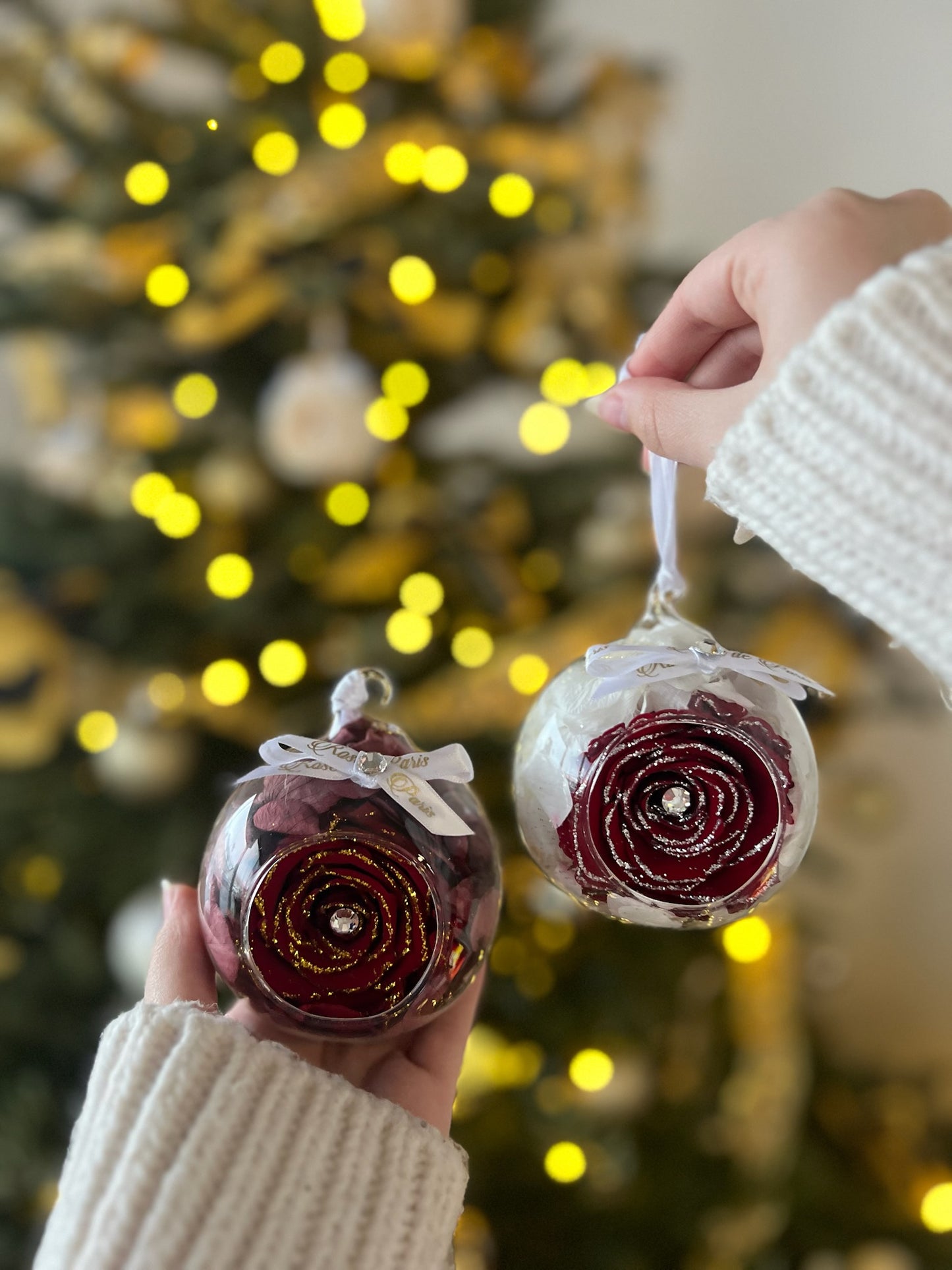 Glitter Gold Dark Red - Rose Marble